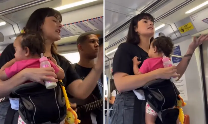 Casal cristão evangeliza em vagões de metrô e viraliza nas redes com mensagens de fé