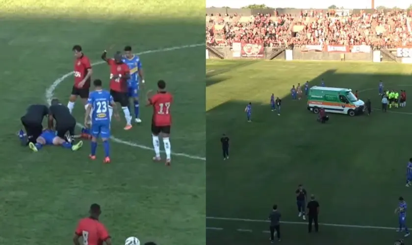 Árbitro se ajoelha em campo e ora por jogador ferido em cena emocionante na Série D