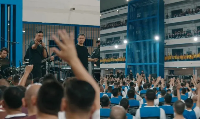 Banda cristã leva culto a prisão em El Salvador e reúne mais de 4 mil detentos em momento de adoração