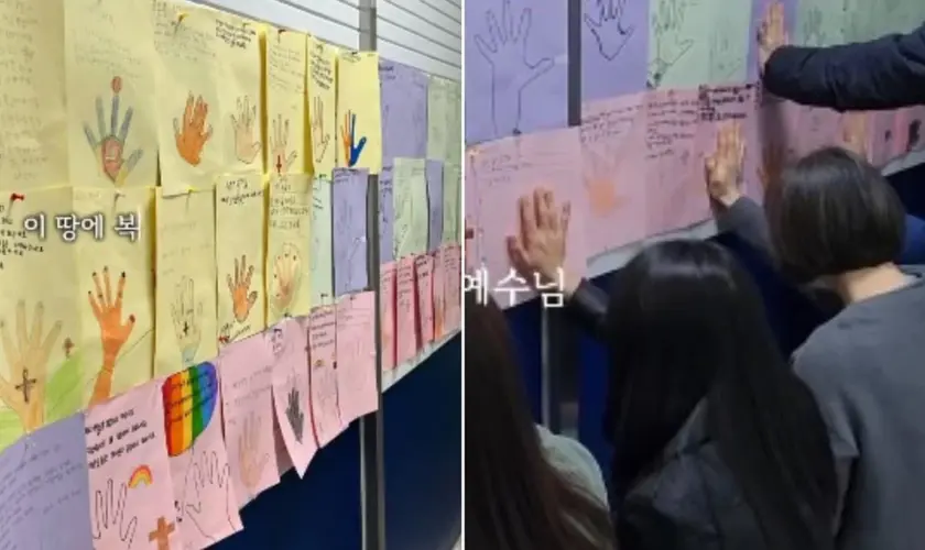 Escola na Coreia do Sul cria mural de oração e une alunos em ato de fé coletiva